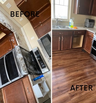 Before and after deep kitchen clean