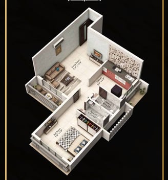 1 BHK flat with balcony in Shree Aangan near Godrej City, Panvel