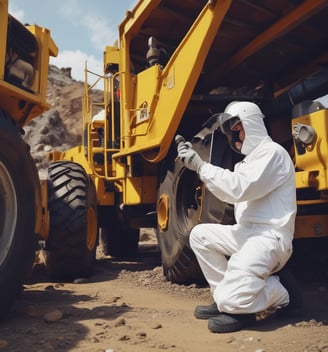 a man in a white suit and a white suit and a yellow helmet