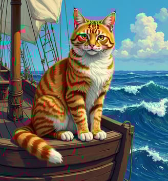 PetArt360 – kişiye özel evcil hayvan portresi, denizci kedi