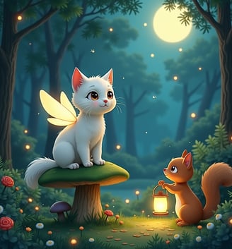 PetArt360 – kişiye özel evcil hayvan portresi, masal kahramanı beyaz, kanatlı kedi