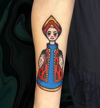 tattoo of a russian doll called tsarina