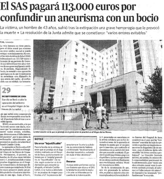negligencia médica aneurisma