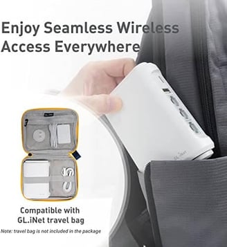 showcase of travel bag compatability of GL.iNet GL-SFT1200 (Opal)