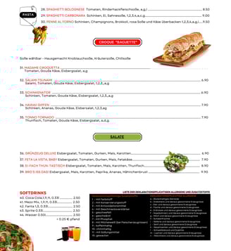 Pizza Bro Schwaig Menu Croques, Baguette, Pasta, Salate