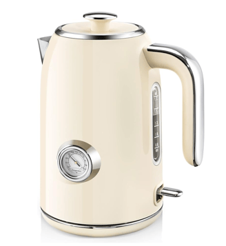 SULIVES Electric Kettle, 1.7L Stainless Steel Tea Kettle with Temperature Gauge, 1500W Water Boiler