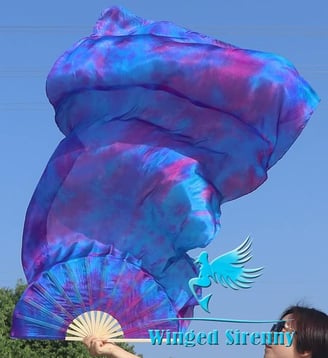 Winged Sirenny Pareja 180cm Abanicos Velos de Seda Auténtica para Baile Árabe, Accesorios de Danza d