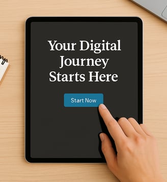 a person's hand touching a tablet with a tablet