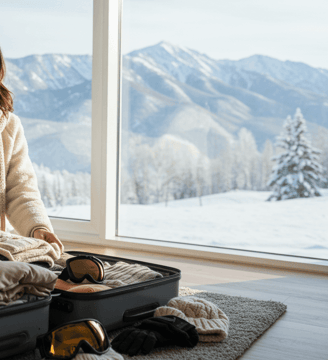 a woman is packing a suitcase in a suitcase