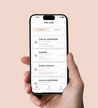 Screenshot d'une application de suivi de colis
