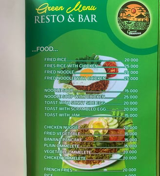 a menu listing on a menu of a restaurant