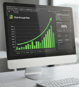 Chart on monitor showing click through rate