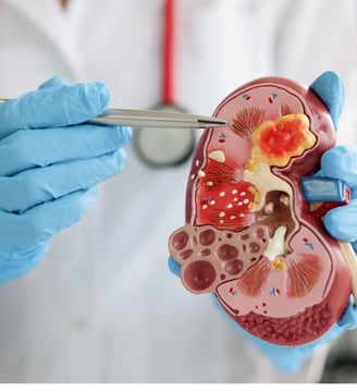 kidney showing stone crystals