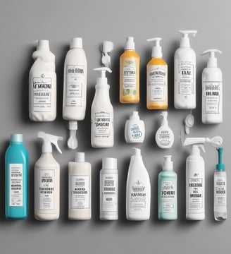 16 frascos para limpieza del hogar con diferentes tamaños