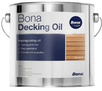 a bona decking oil with a white base and a brown base