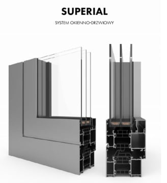 a pair of aluminium profiles and a glass window