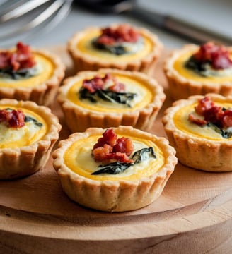 a bunch of small pie crusts on a wooden board