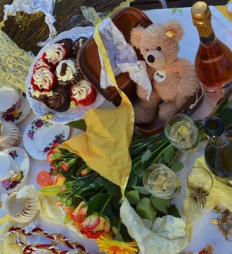 Tea party with teddy bear