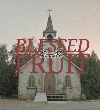picture of Blessed is the Fruit, a creepy looking old wooden church at dusk