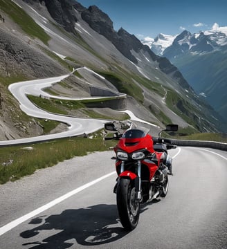 passo delo stelvio with motocycle