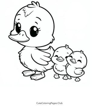 Mama Duck and Ducklings Coloring Sheet