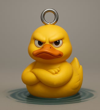a rubber duck toy with a rubber ducky on it