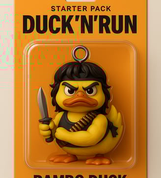 Rambo duck, a rubber duck toy with a rubber duck in the middle of it
