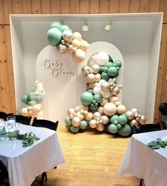 Baby in bloom balloon backdrop