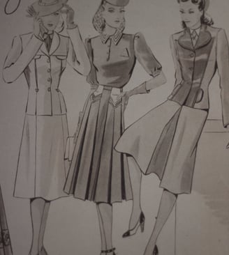 Iconograpie issue du magazine Mode de Jour du 24/03/1940, source d'inspiration pour les tailleurs