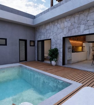 Projeto residencial moderno com piscina em Porto Feliz - Aborin Arquitetura