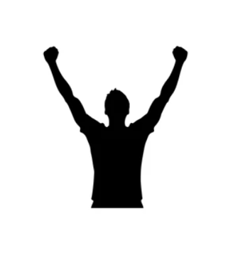 A vector of a man with arms in the air celebrating a victory