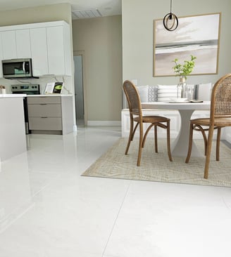 Digitally stage kitchen and breakfast nook with custom seating area