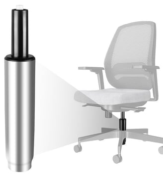 Technician replacing broken gas lift cylinder in office chair at pune