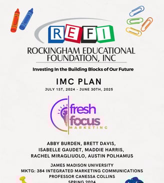 The cover page for an Integrated Marketing Communications plan 