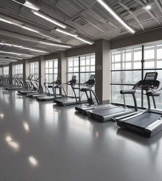 a row of treadmills in a gym