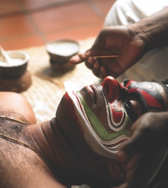 Kathakali makeup is a highly symbolic and elaborate form of face painting used in the traditional dance-drama of Kerala.