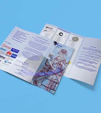 a brochure of a brochure of a man in a suit and