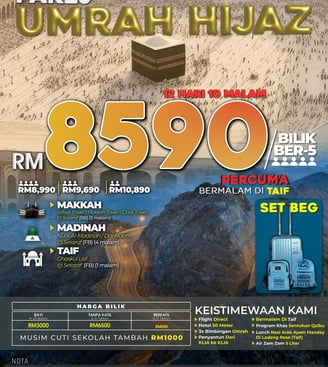 usq travel pakej umrah hijaz