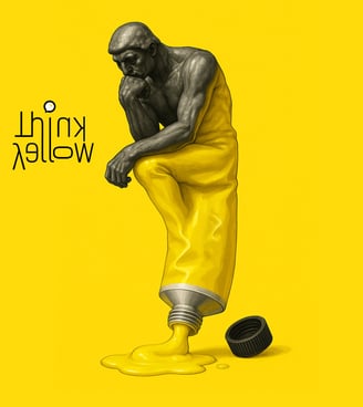 a man in yellow pants and yellow shirt with a yellow shirt
