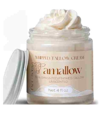 00% Grass Fed Beef Tallow for Skin Care - Face + Body - Whipped Moisturizer for Sensitive Skin - Nat