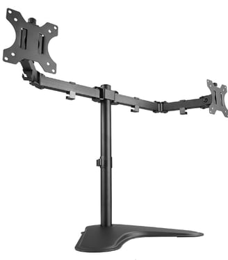 Imagem de um suporte para dois monitores de computador.