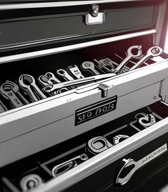 A toolbox shelf filled with various tools and equipment, symbolizing the essential tools and strateg