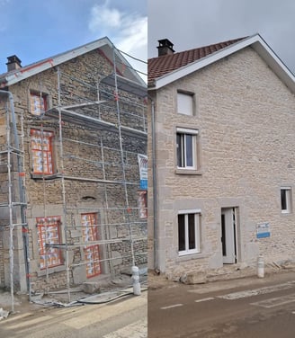 Avant/après – joint de pierre rénové à la chaux sur façade ancienne