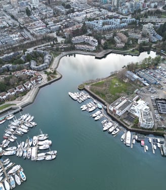 a cityscape of a harborfront with boats and buildings