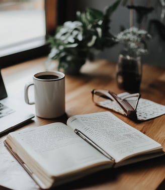 Open Bible and coffee cup on a table – faith and reflection in Christian leadership