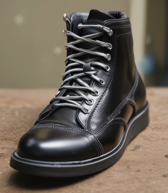 A pair of dark-colored athletic shoes placed on a wooden surface, with one shoe laying on its side to display the sole. The shoes have a sleek design with a mix of suede and mesh materials, featuring a rubber sole with unique tread patterns for grip.