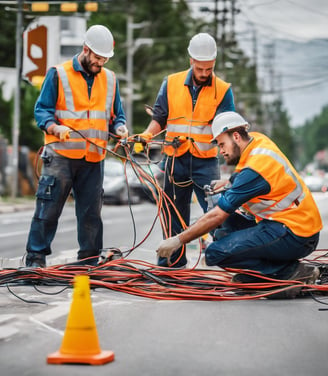 workers managing traffic