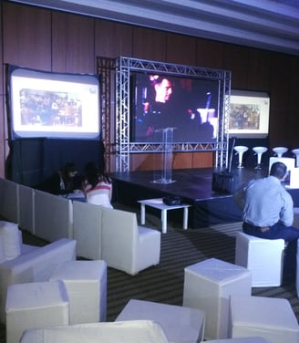 Projectors, projection screen, sound system for events