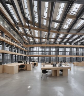 A construction site covered with blue scaffolding is visible. Several signs and banners advertising construction companies and services are attached to the scaffolding. There are details indicating restoration work being done, including contact information and project descriptions.