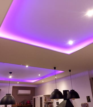 Création faux plafond à deux niveaux avec éclairage leds